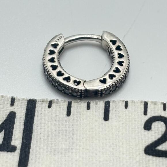 PANDORA Sparkle and Hearts Hoop CZ Earrings Sterling Silver 925 - Picture 5 of 5